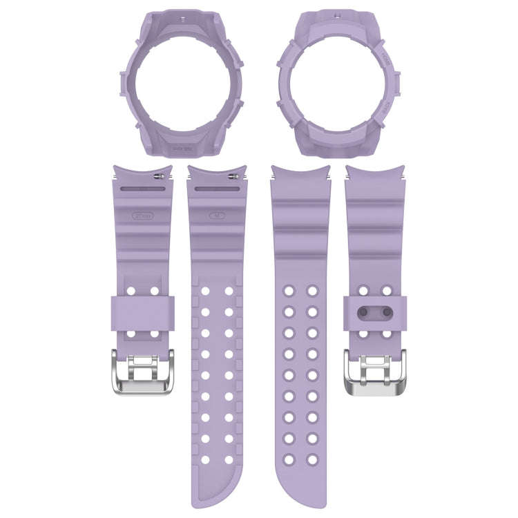 For Samsung Galaxy Watch 6 40mm Armor Silicone Watch Band + Watch Case Set(Purple)