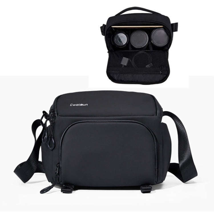 Cwatcun D101 Crossbody Camera Bag Photography Lens Shoulder Bag, Size:29 x 24 x 17cm(Black)