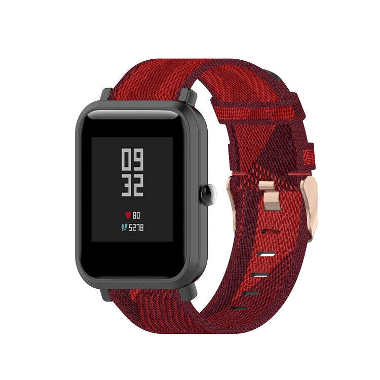 20mm Universal Stripe Weave Nylon Watch Band(Red)
