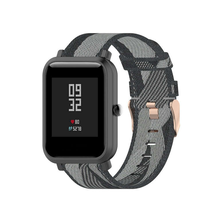 20mm Universal Stripe Weave Nylon Watch Band(Grey)