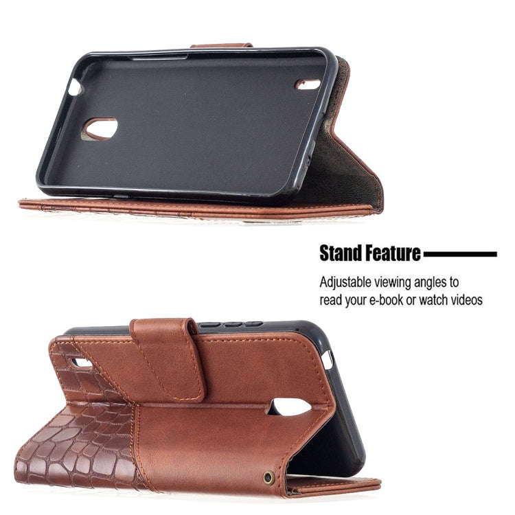 For Nokia 1.3 Matching Color Crocodile Texture Horizontal Flip PU Leather Case with Wallet & Hold...