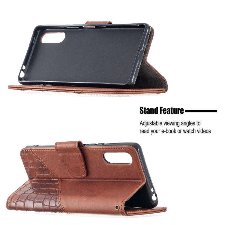For Sony Xperia L4 Matching Color Crocodile Texture Horizontal Flip PU Leather Case with Wallet &...