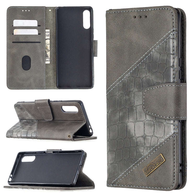 For Sony Xperia L4 Matching Color Crocodile Texture Horizontal Flip PU Leather Case with Wallet &...