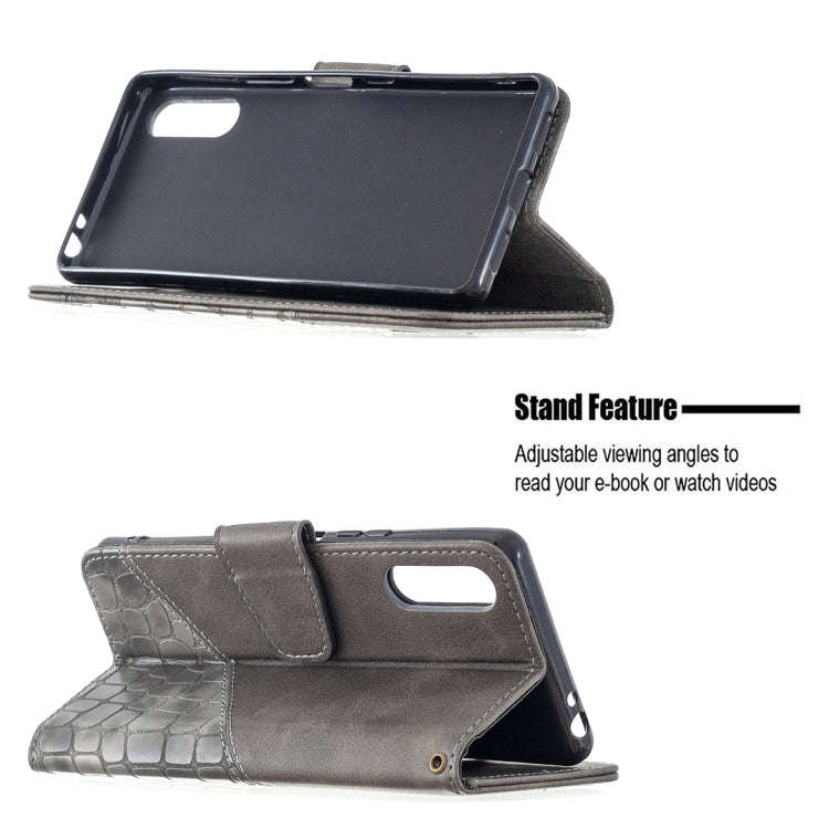 For Sony Xperia L4 Matching Color Crocodile Texture Horizontal Flip PU Leather Case with Wallet &...