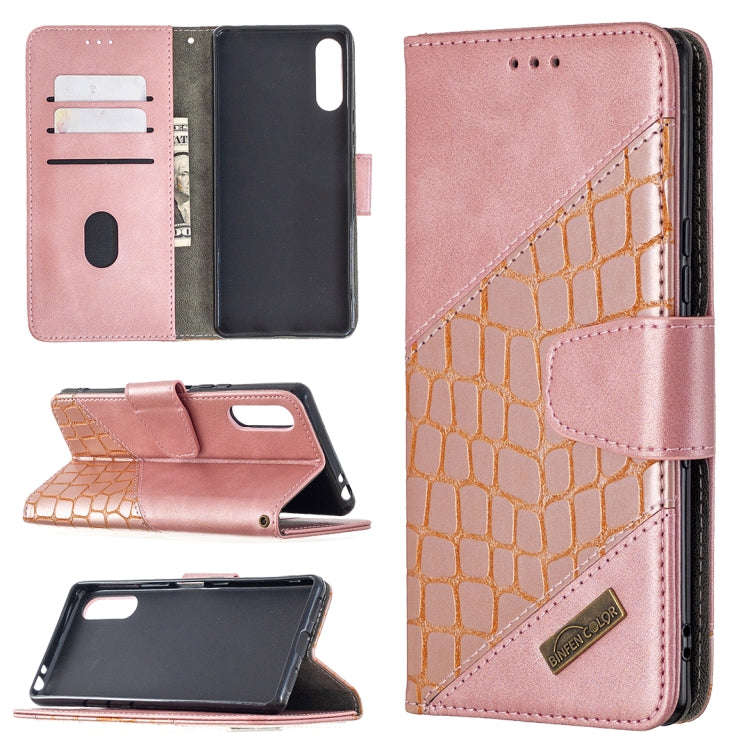 For Sony Xperia L4 Matching Color Crocodile Texture Horizontal Flip PU Leather Case with Wallet &...