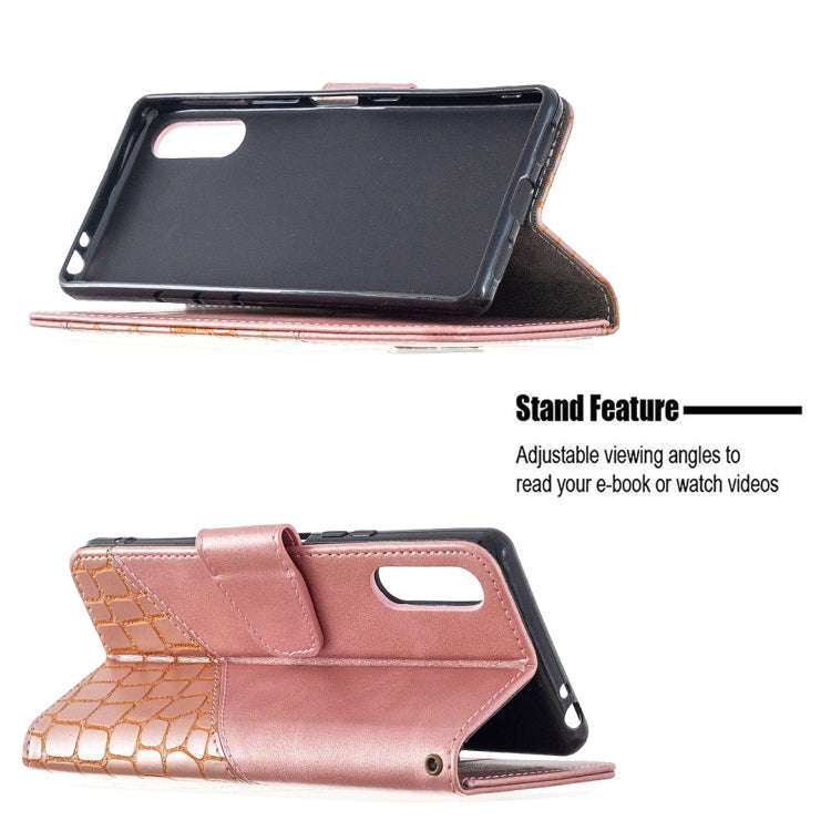 For Sony Xperia L4 Matching Color Crocodile Texture Horizontal Flip PU Leather Case with Wallet &...