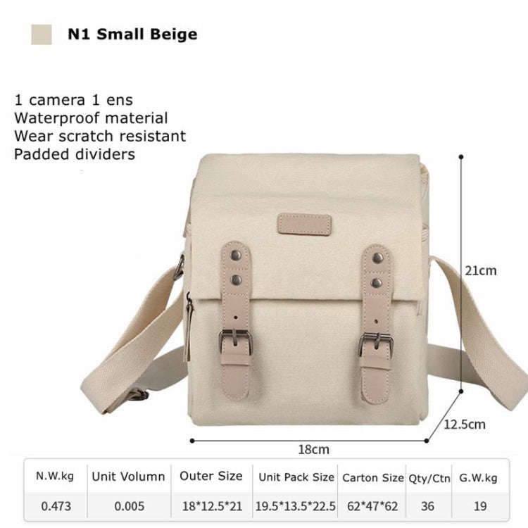 Cwatcun N1 Retro Multifunctional Canvas Waterproof Digital Camera Photography Bag, Size:18 x 12.5...