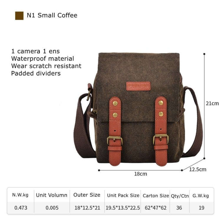 Cwatcun N1 Retro Multifunctional Canvas Waterproof Digital Camera Photography Bag, Size:18 x 12.5...