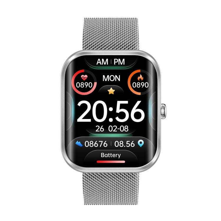 AK58 1.96 inch Screen Bluetooth Smart Watch, Steel Band, Support Health Monitoring & 100+ Sports ...