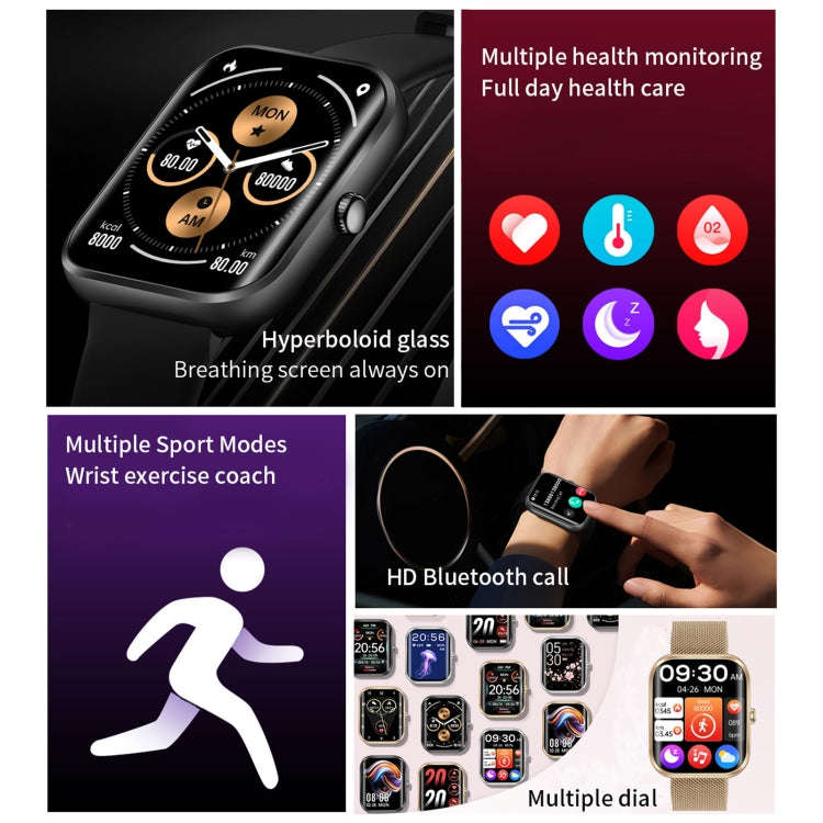 AK58 1.96 inch Screen Bluetooth Smart Watch, Steel Band, Support Health Monitoring & 100+ Sports ...