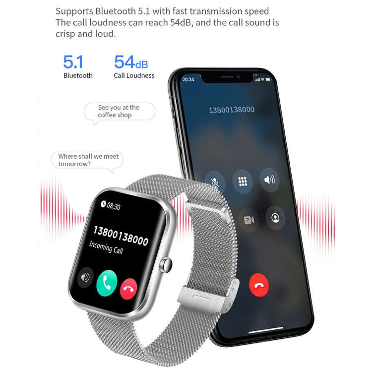 AK58 1.96 inch Screen Bluetooth Smart Watch, Steel Band, Support Health Monitoring & 100+ Sports ...