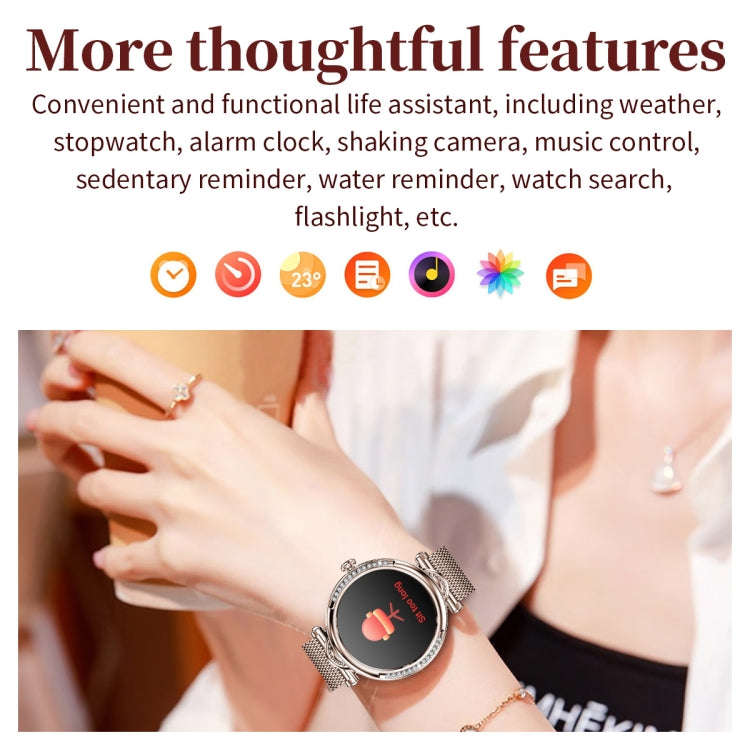 CF32 1.27 inch Screen Lady Smart Watch, Silicone Band, Support Female Physiology Monitoring & 100...
