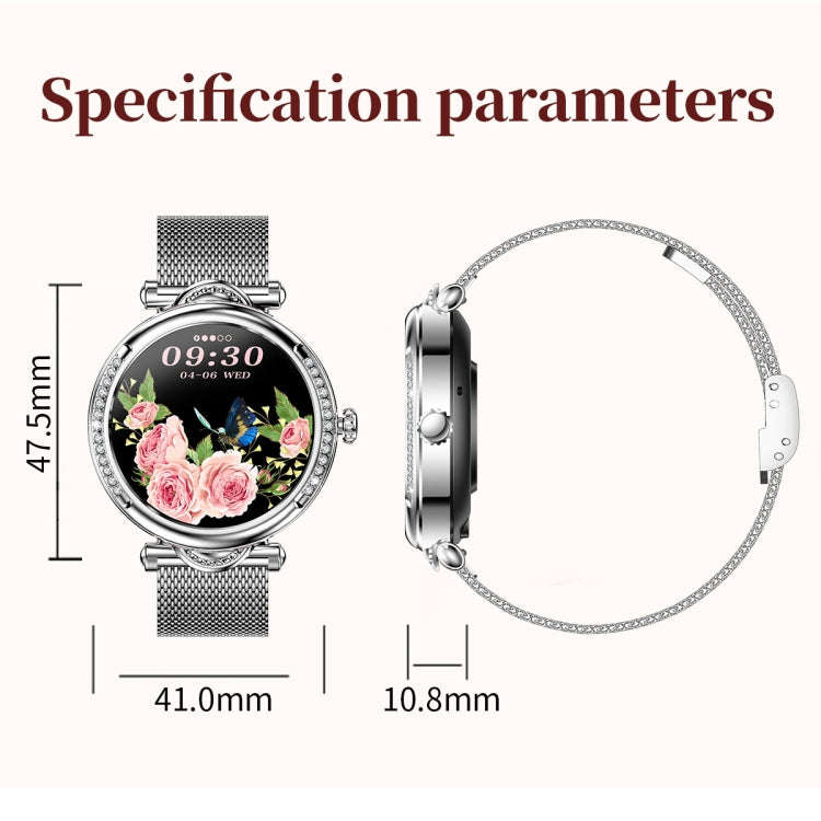 CF32 1.27 inch Screen Lady Smart Watch, Silicone Band, Support Female Physiology Monitoring & 100...