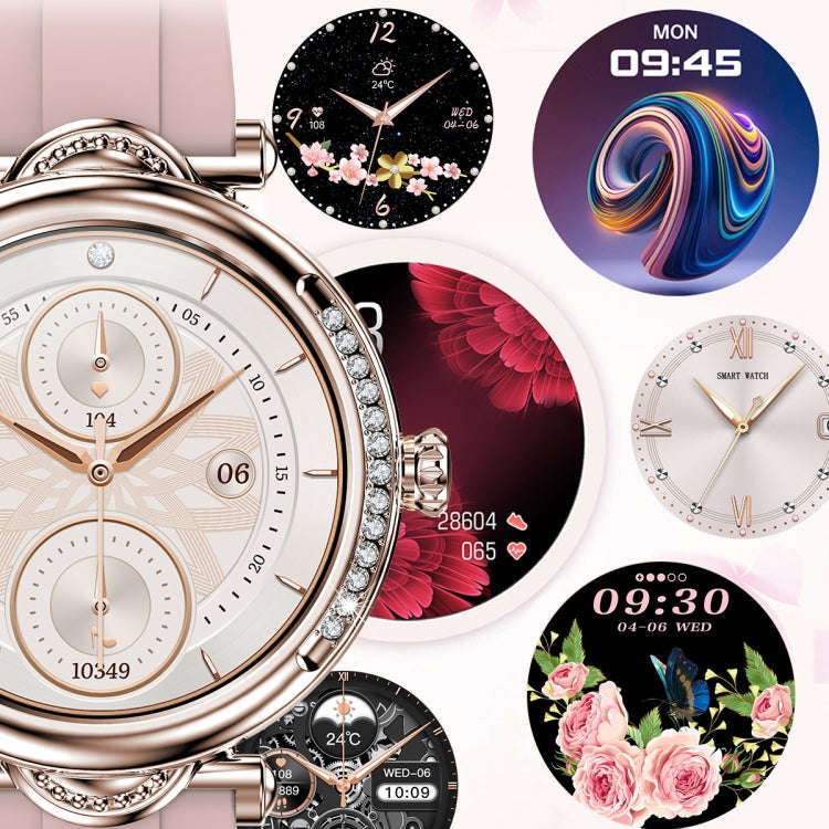 CF32 1.27 inch Screen Lady Smart Watch, Silicone Band, Support Female Physiology Monitoring & 100...