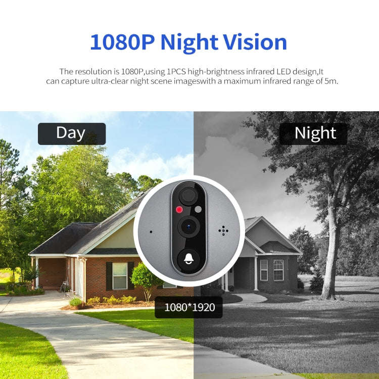 ESCAM C87 1080P 4.3 inch Smart WiFi Digital Door Viewer Supports Wide-Angle PIR & Night Vision & ...
