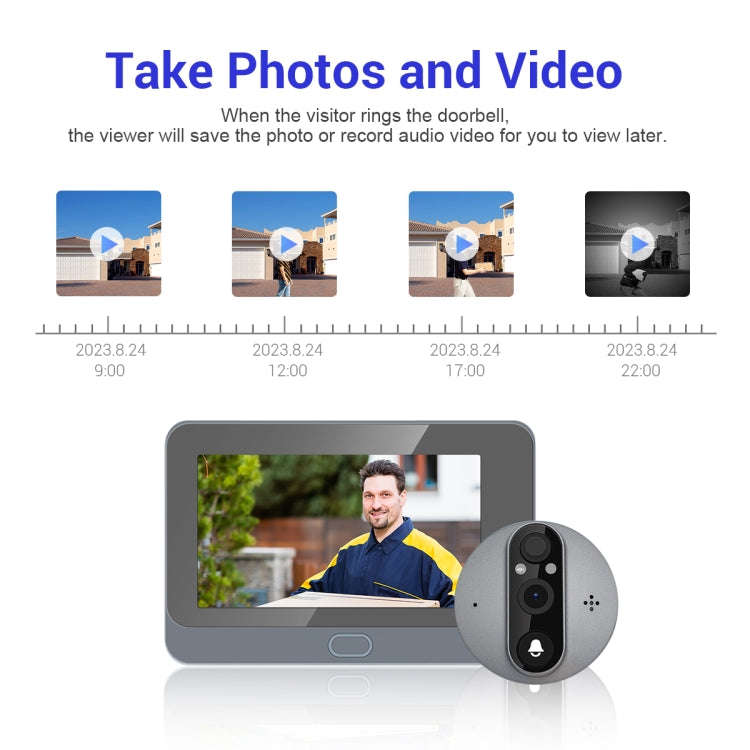 ESCAM C87 1080P 4.3 inch Smart WiFi Digital Door Viewer Supports Wide-Angle PIR & Night Vision & ...