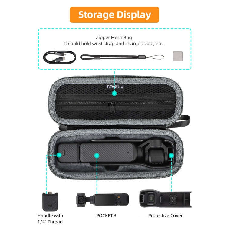 For DJI Osmo Pocket 3 Sunnylife Storage Case Box Standard Set Bag