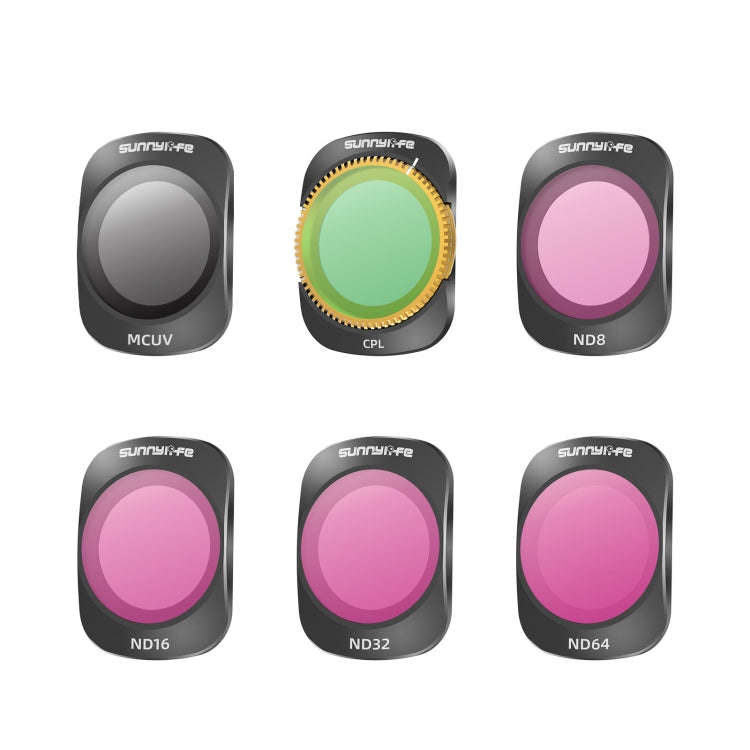 For DJI OSMO Pocket 3 Sunnylife Camera Lens Magnetic Metal Filter, Filter:6 in 1 UV CPL ND8-64
