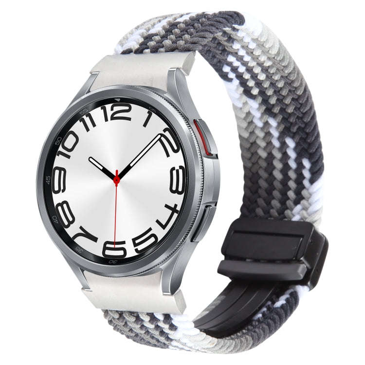 For Samsung Galaxy Watch 6 / 5 / 4 Magnetic Fold Buckle Nylon Woven Watch Band(Colorful Black)
