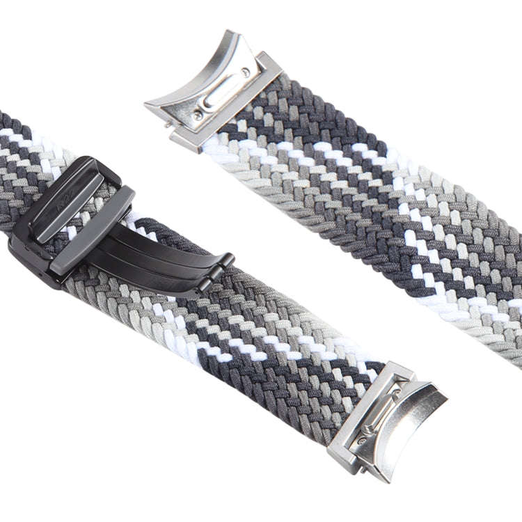 For Samsung Galaxy Watch 6 / 5 / 4 Magnetic Fold Buckle Nylon Woven Watch Band(Colorful Black)