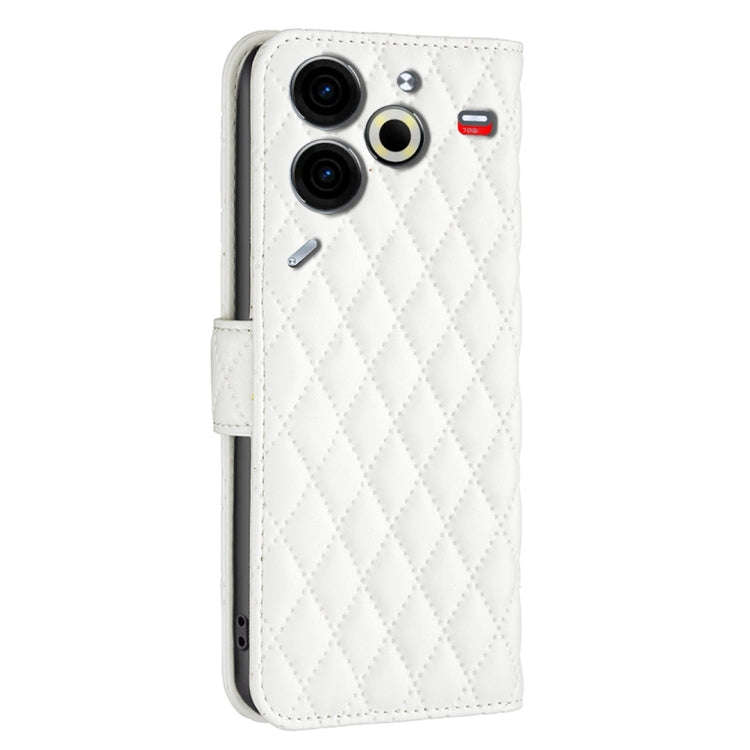 For Tecno Pova 6 Neo Diamond Lattice Wallet Flip Leather Phone Case(White)