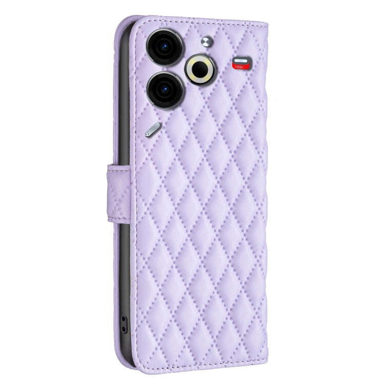 For Tecno Pova 6 Neo Diamond Lattice Wallet Flip Leather Phone Case(Purple)