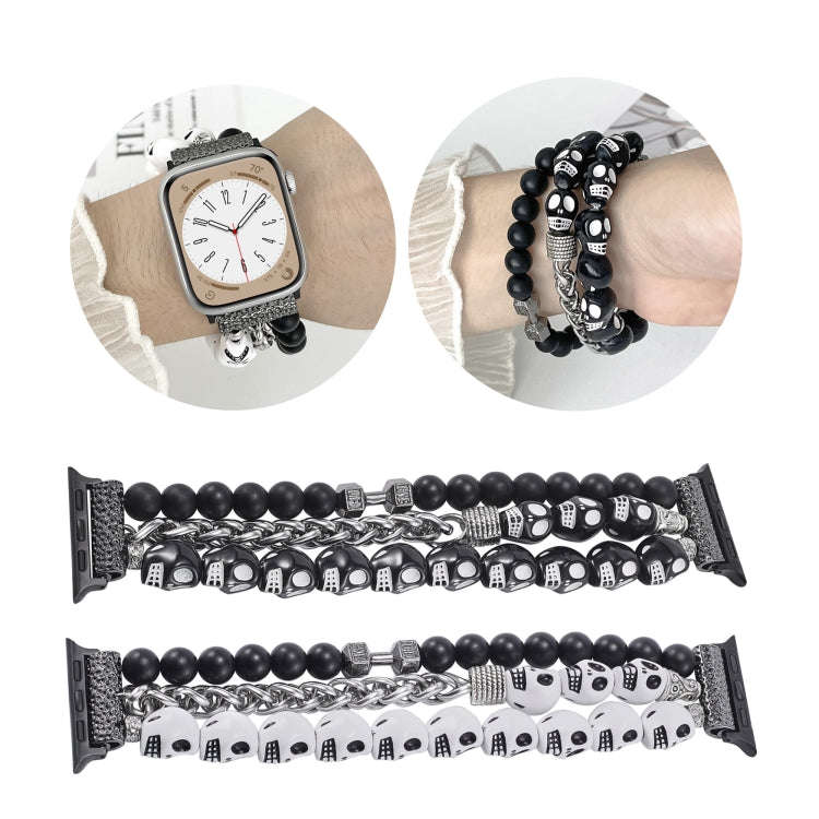 For Apple Watch Series 5 40mm Skull Beaded Watch Band(Black)