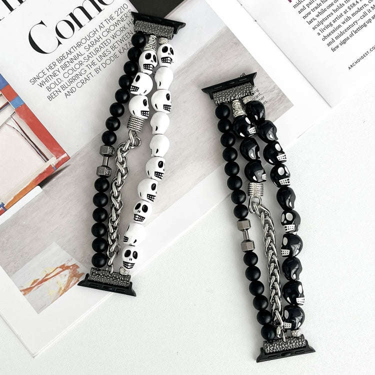 For Apple Watch Series 5 40mm Skull Beaded Watch Band(Black)