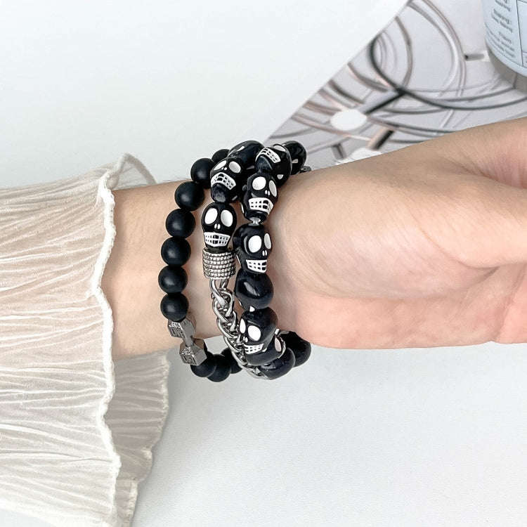 For Apple Watch Series 5 40mm Skull Beaded Watch Band(Black)