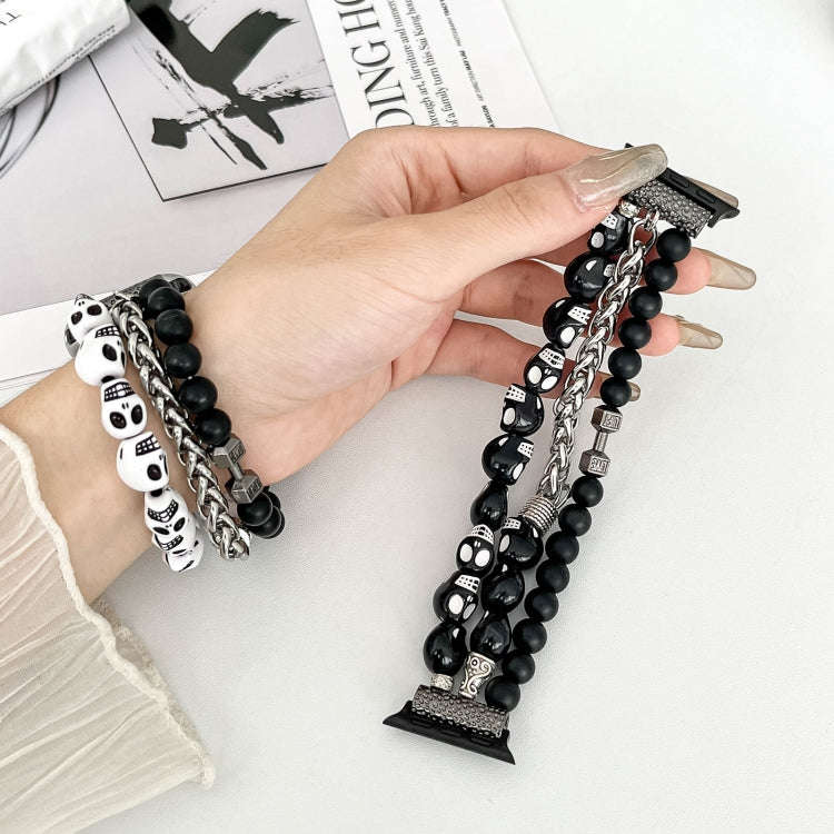 For Apple Watch Series 5 40mm Skull Beaded Watch Band(Black)