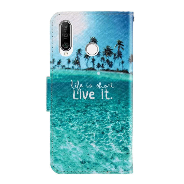 For Huawei Y6p 3D Colored Drawing Horizontal Flip PU Leather Case with Holder & Card Slots & Wall...