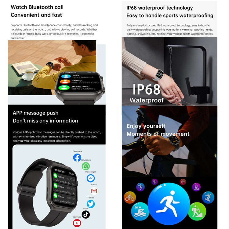 NX15 Smart Watch, 1.96 inch, BT Call / Heart Rate / Blood Pressure / Blood Oxygen(Blue)
