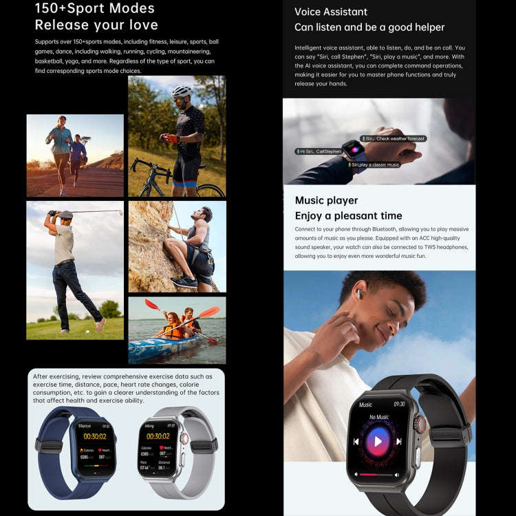NX15 Smart Watch, 1.96 inch, BT Call / Heart Rate / Blood Pressure / Blood Oxygen(Blue)