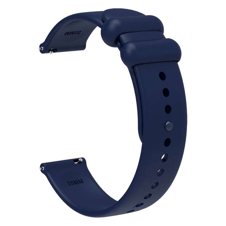 18mm Universal Solid Color Reverse Buckle Silicone Watch Band(Dark Blue)