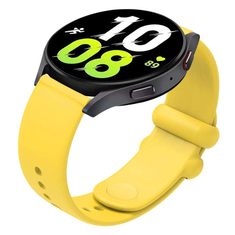 18mm Universal Solid Color Reverse Buckle Silicone Watch Band(Yellow)