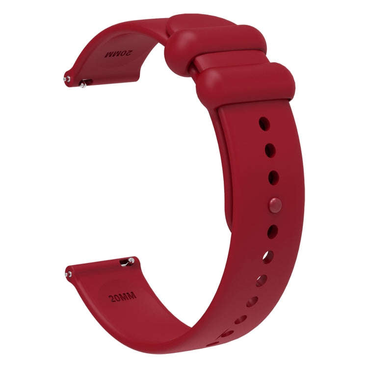 18mm Universal Solid Color Reverse Buckle Silicone Watch Band(Wine Red)
