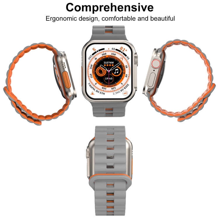 For Apple Watch Series 8 41mm Reverse Buckle Two Color Magnetic Silicone Watch Band(Starlight+Ora...