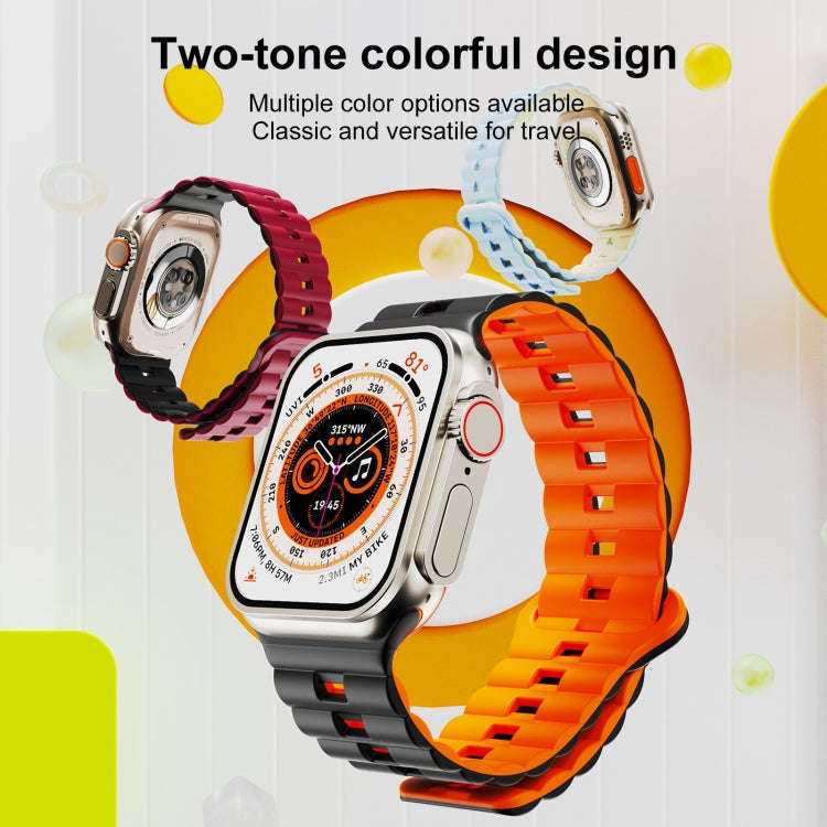 For Apple Watch Series 8 41mm Reverse Buckle Two Color Magnetic Silicone Watch Band(Starlight+Ora...