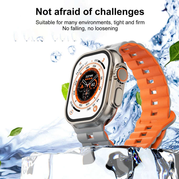 For Apple Watch Series 9 41mm Reverse Buckle Two Color Magnetic Silicone Watch Band(Midnight Blue...