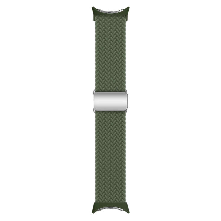 For Google Pixel Watch / Watch 2 Nylon Loop Magnetic Buckle Watch Band(Dark Olive)