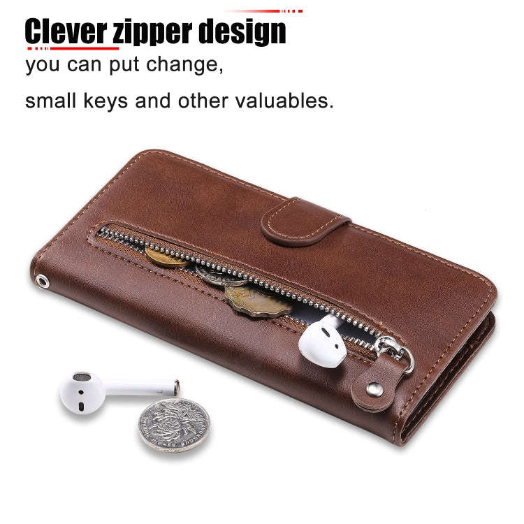 For Huawei P smart 2020 Fashion Calf Texture Zipper Horizontal Flip Leather Case with Stand & Car...