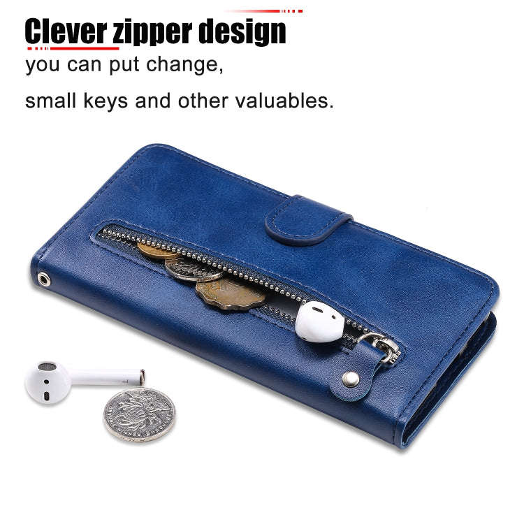 For Huawei Y6p Fashion Calf Texture Zipper Horizontal Flip Leather Case with Stand & Card Slots &...