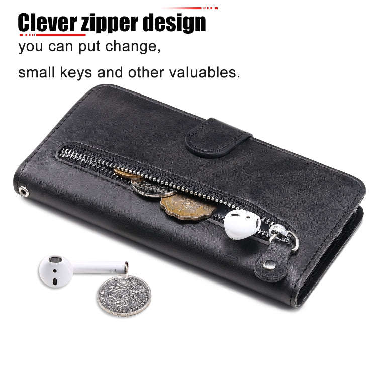 For Huawei Y6p Fashion Calf Texture Zipper Horizontal Flip Leather Case with Stand & Card Slots &...