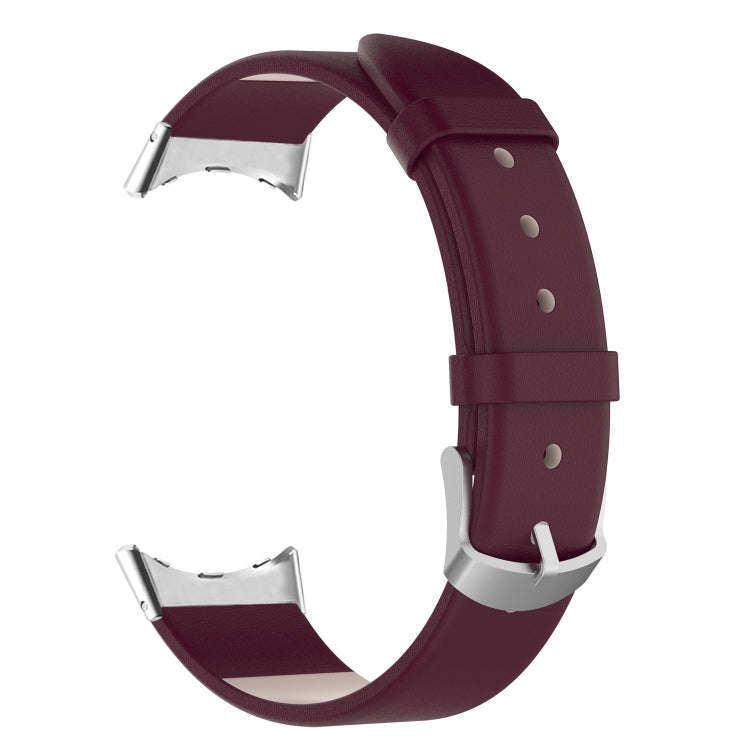 For Google Pixel Watch 2 / Pixel Watch Leather Watch Band(Purple Red)