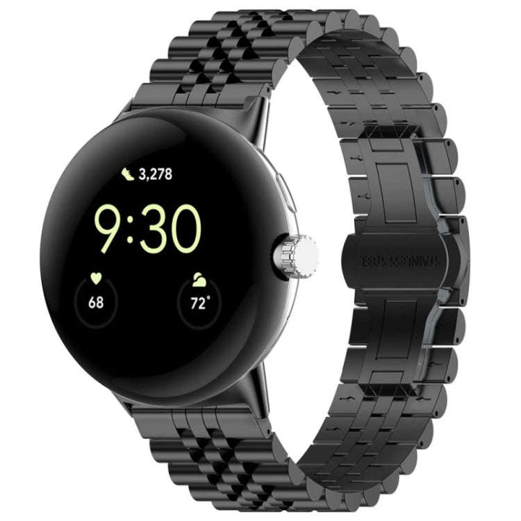 For Google Pixel Watch 2 / Pixel Watch Seven Beads Stainless Steel Metal Watch Band(Black)