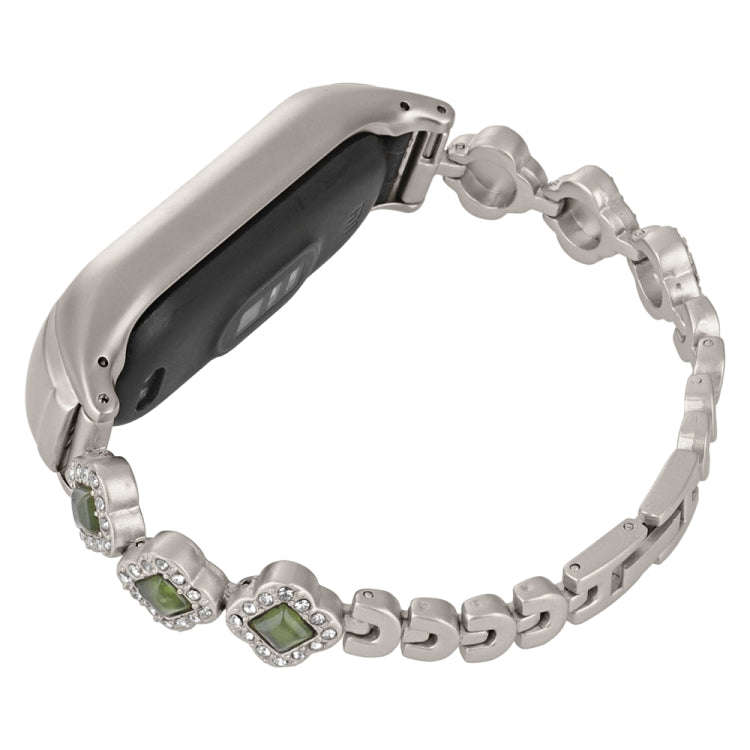 For Xiaomi Mi Band 7 Four-leaf Clover Diamond Metal Watch Band(Starlight Color)