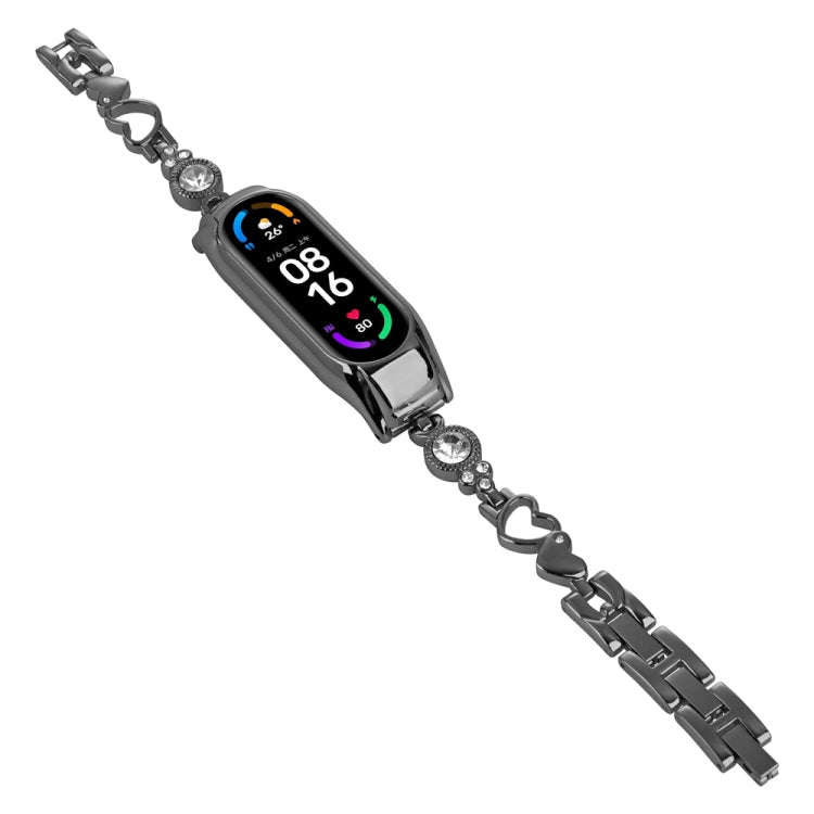 For Xiaomi Mi Band 8 Heart-to-heart Diamond Metal Watch Band(Black)