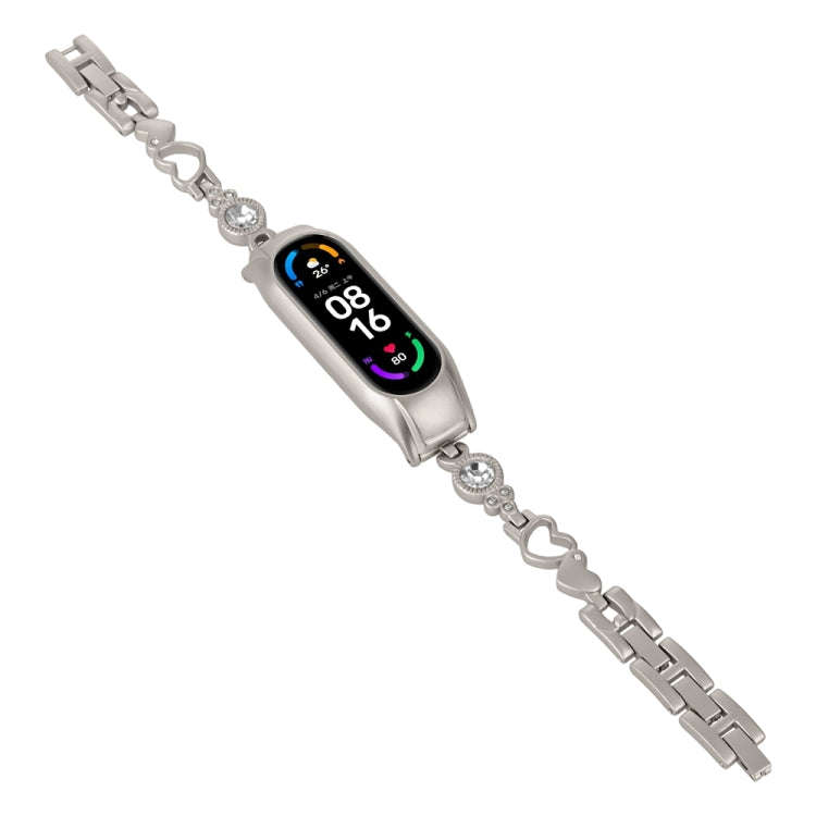For Xiaomi Mi Band 7 Heart-to-heart Diamond Metal Watch Band(Starlight Color)