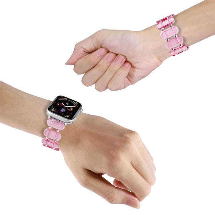 For Apple Watch Series 7 41mm Stretch Resin Watch Band(Transparent Pink)