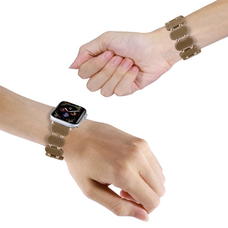 For Apple Watch Series 5 44mm Stretch Resin Watch Band(Cold Brown)